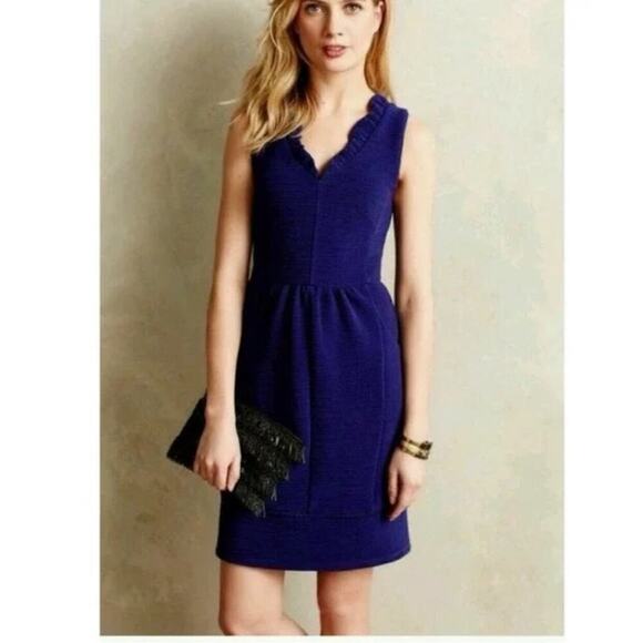 Anthro | Maeve Purple Ottoman Ribbed Sheath Dress - Picture 1 of 16